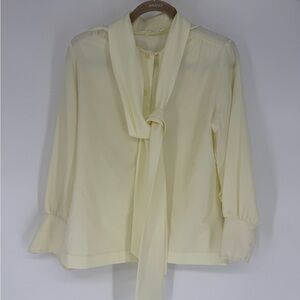 Elegant Cream Tie-Neck Blouse